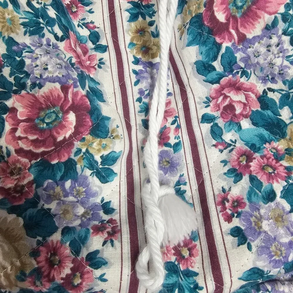 floral printed quilted drawstring laundry bag